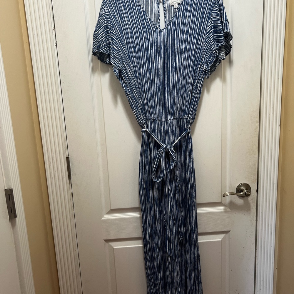 Mud Pie Blue and White Striped Jumpsuit
